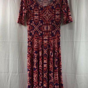 LuLaRoe Nicole Dress Pink & Purple Fit & Flare